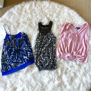 INC International Concepts Blue, Black, and Pink Tops Bundle of THREE Size XS
